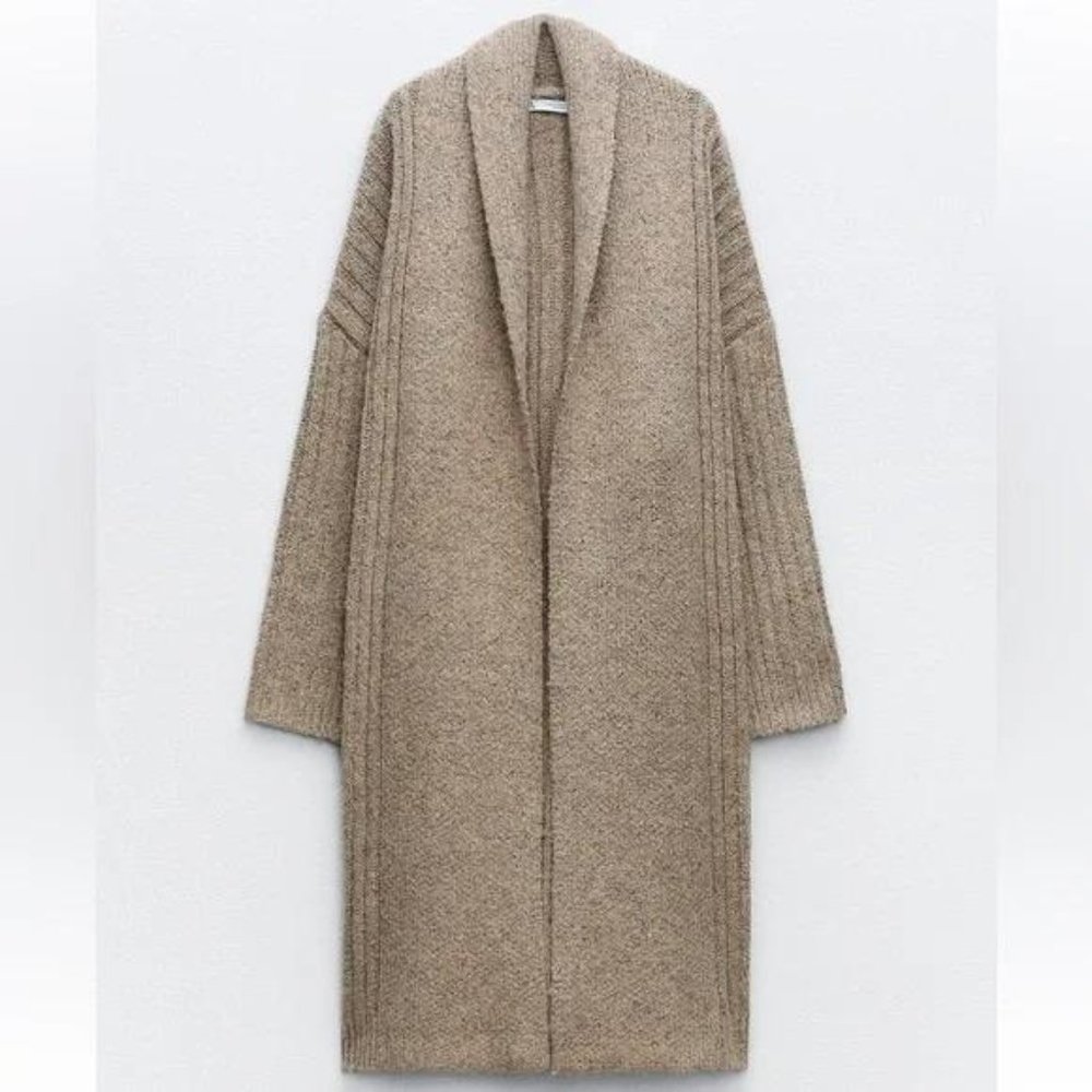 ZARA RIB KNIT COAT - Picture 1 of 2